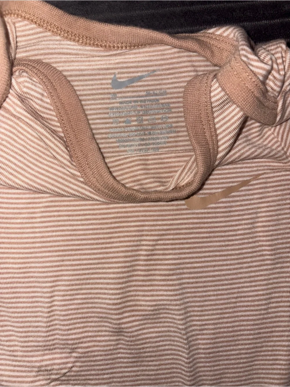 Nike Infant Striped Bodysuit in Light Tan and White